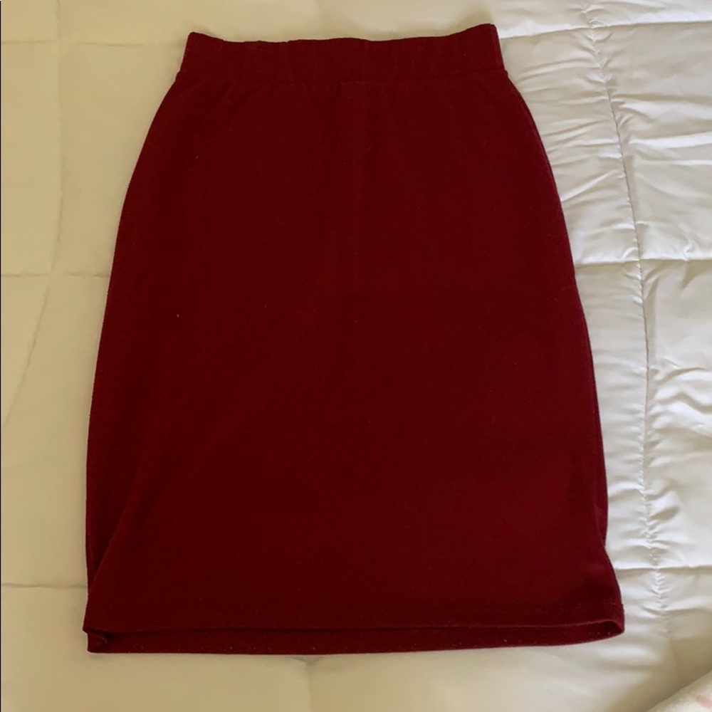 Red pencil skirt.